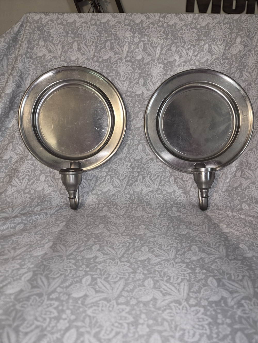 Woodbury Vintage Pewter Wall Sconces - Silver